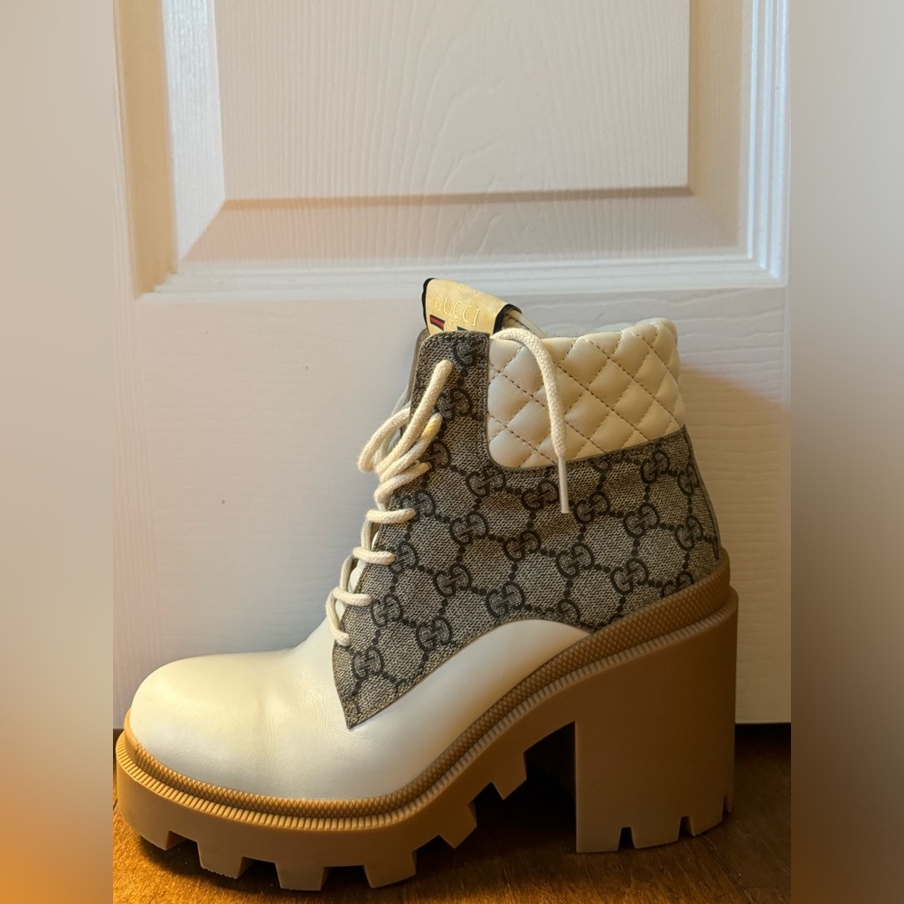 Gucci Cream GG Monogram Boots | Size 39.5